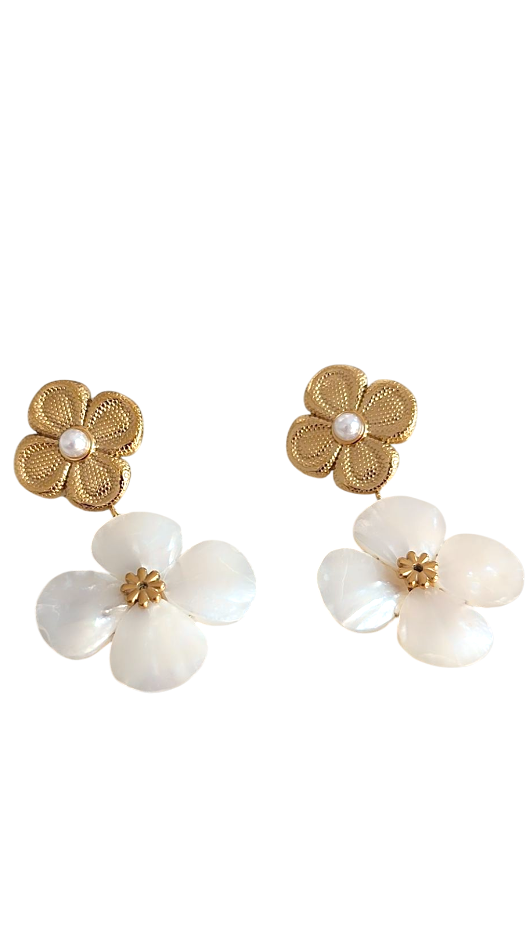 Boucles d'Oreilles Pendantes Fleurs acier inoxydable – Image 3