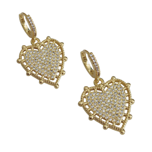 Boucle d’oreille Mono COEUR doré femme |en Acier inoxydable & zirconium