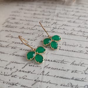 Boucles d'oreilles Pierre Naturelle Verte Trèfle