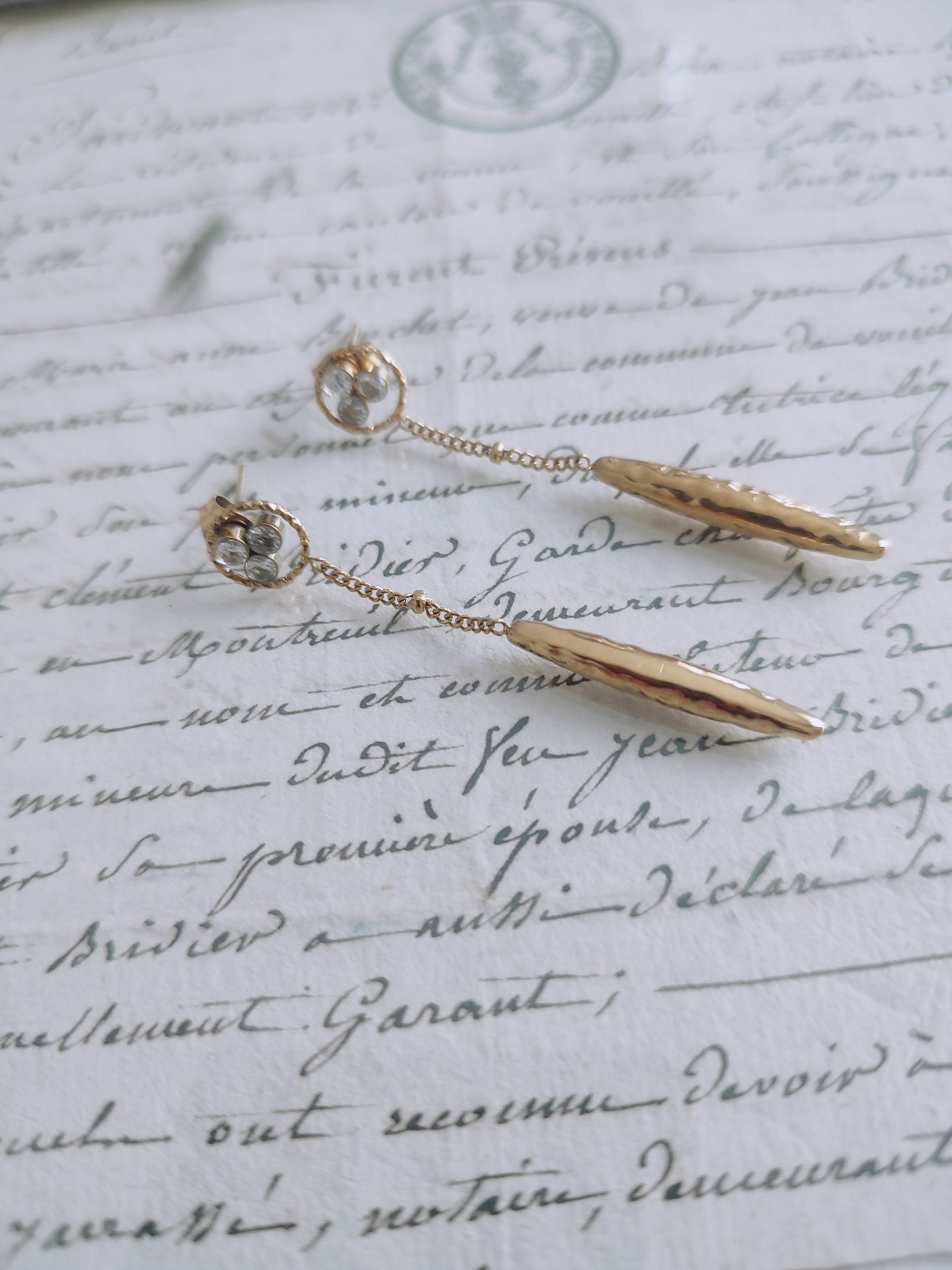 Boucles d’Oreilles Pendantes Dorées Femme an acier inoxydable