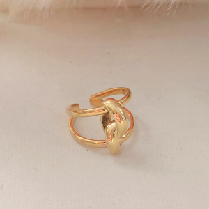 Bague dorée "Nœud"   en acier inoxydable 316L ajustable Style Vintage