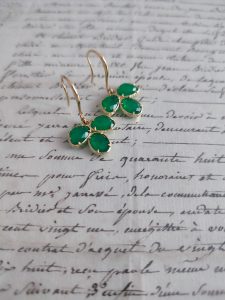 Boucles d'oreilles Margot doré en acier inoxydable 3 Microns Pierre Naturelle Verte