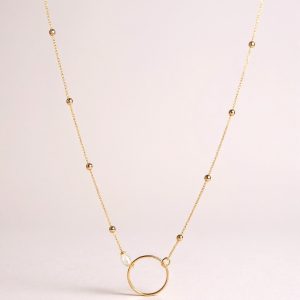 Collier fin doré 3 microns acier inoxydable cercle et Nacre By Selma Paris
